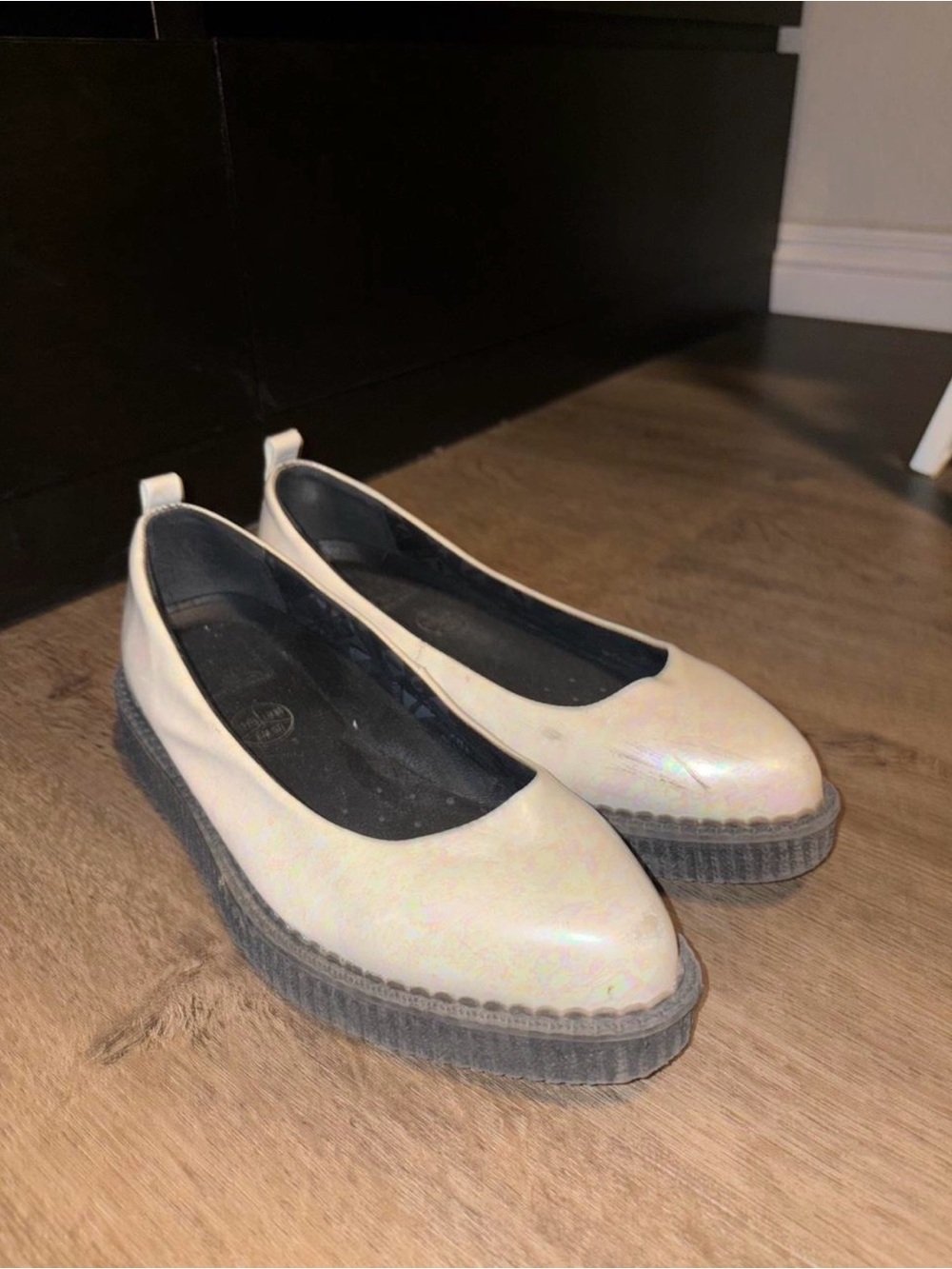 tuk White Platform Slip-On Flats